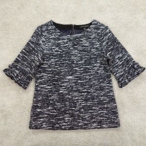 Banana Republic Top Womens Extra Small Blue Half Sleeve Round Neck Zipper Back